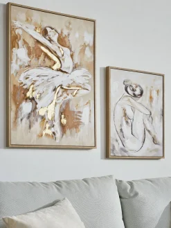 Aktmodell Leinwand-Druck-handbemalt, Graubeige
