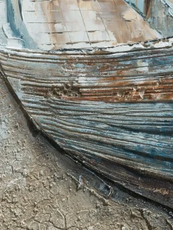 Altes Holzboot Leinwand-handgemalt, Grau