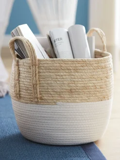 Basket Baggy Korb, Weiss/Natur