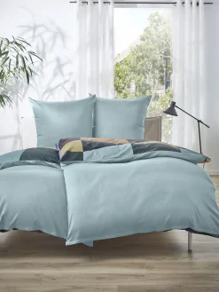 Bateleur Satin-Bettwäsche, Blau/Gelb/Braun
