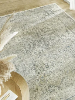Beshkan Vintage-Teppich, Creme/Blau