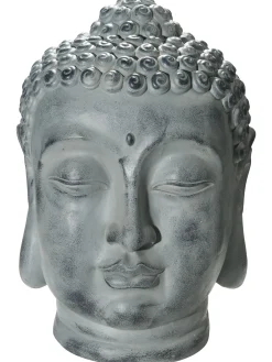 Buddha Kopf Figur, Grau