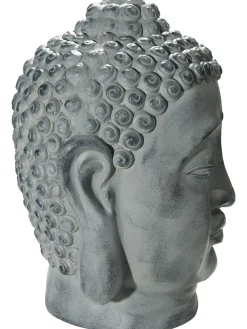 Buddha Kopf Figur, Grau