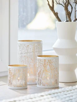 Coisa Windlicht, Weiss/Gold
