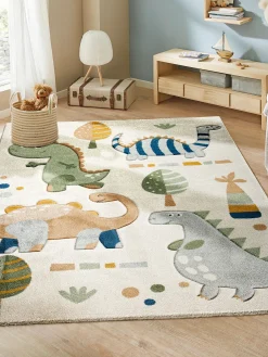 Dinoro Kinder-Teppich, Weiß/Grau
