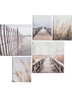 5er Set Beach Leinwand Druck, Grau