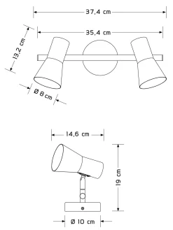 Escat Wandleuchte, Satin Brass/Schwarz