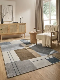 Favoretta Moderner Teppich, Blau/Taupe