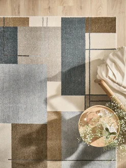 Favoretta Moderner Teppich, Blau/Taupe