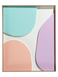 Flagani Reliefbild, Grün/Türkis/Orange/Pink