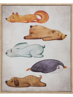 Funny Animals Leinwand-Druck-gerahmt, Multicolor