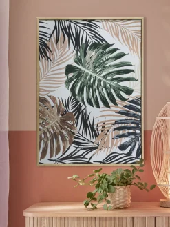 Jungle Leaves Leinwand-Druck-handbemalt, Multicolor