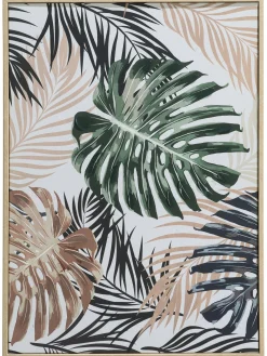 Jungle Leaves Leinwand-Druck-handbemalt, Multicolor