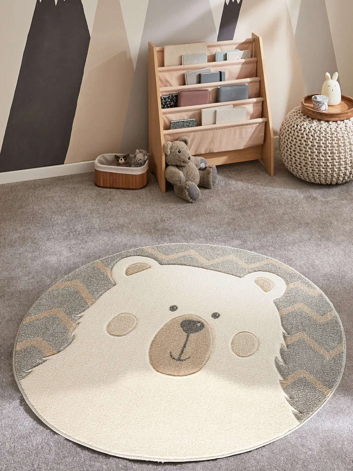 Karlo Kinder-Teppich, Creme/grau