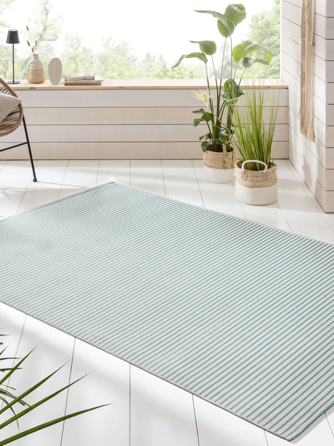 Lanikai Outdoor-Teppich, Creme/Blau