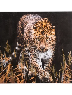 Leopard im Gras Leinwand Druck, Braun