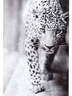 Leopard Watch Leinwand-Druck-handbemalt, Grau