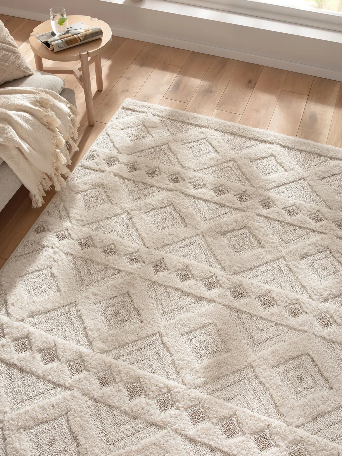 Lessebo Moderner Teppich, Weiß/Beige