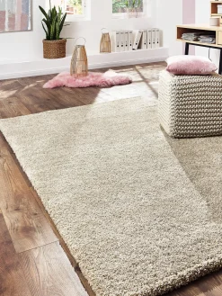 Lounge Hochflor-Teppich, Hellbeige