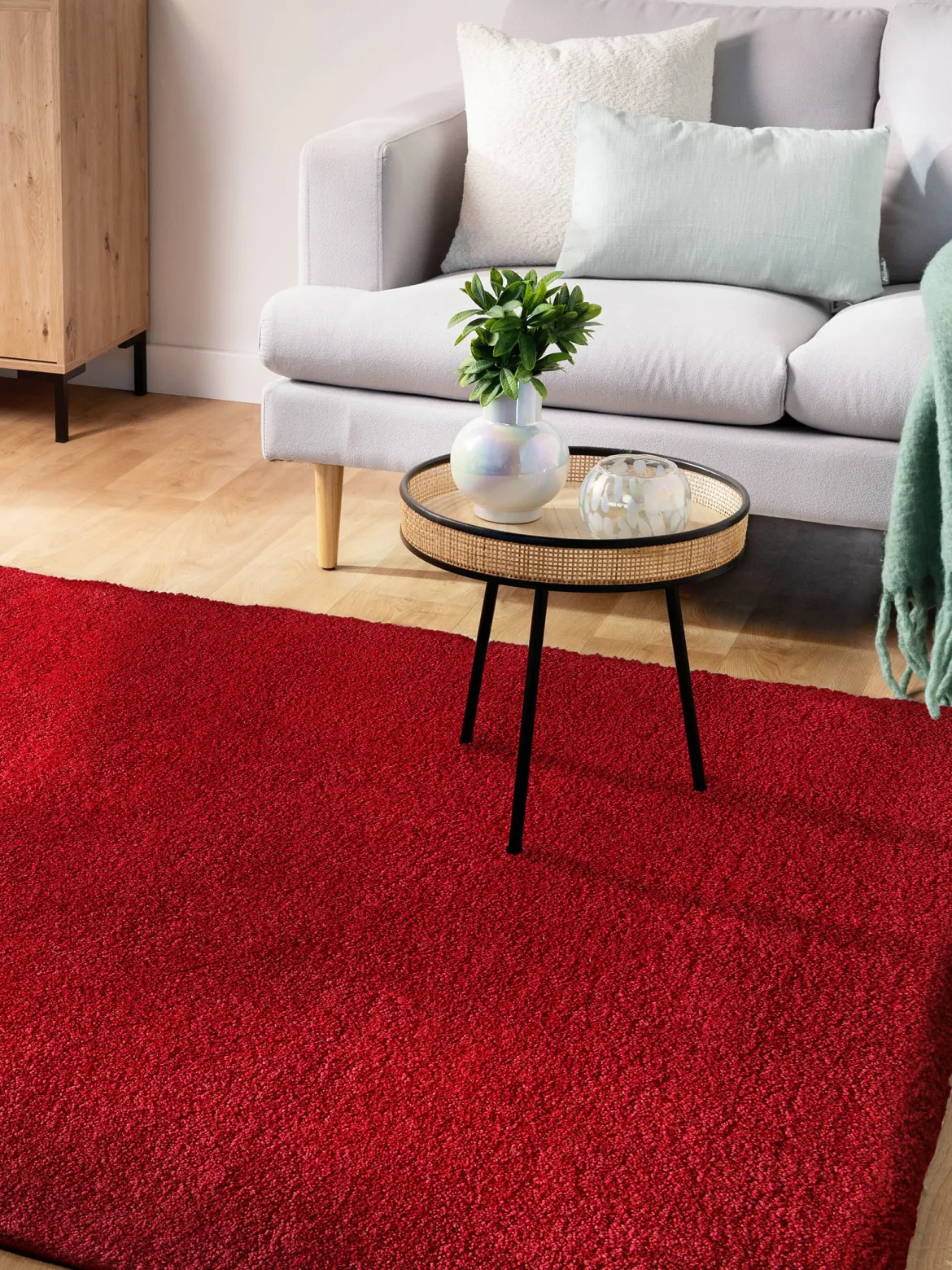 Lounge Hochflor-Teppich, Kaminrot