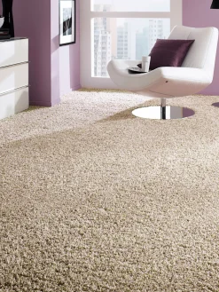 Luxury Shaggy Langflor-Teppichboden, Beige 056