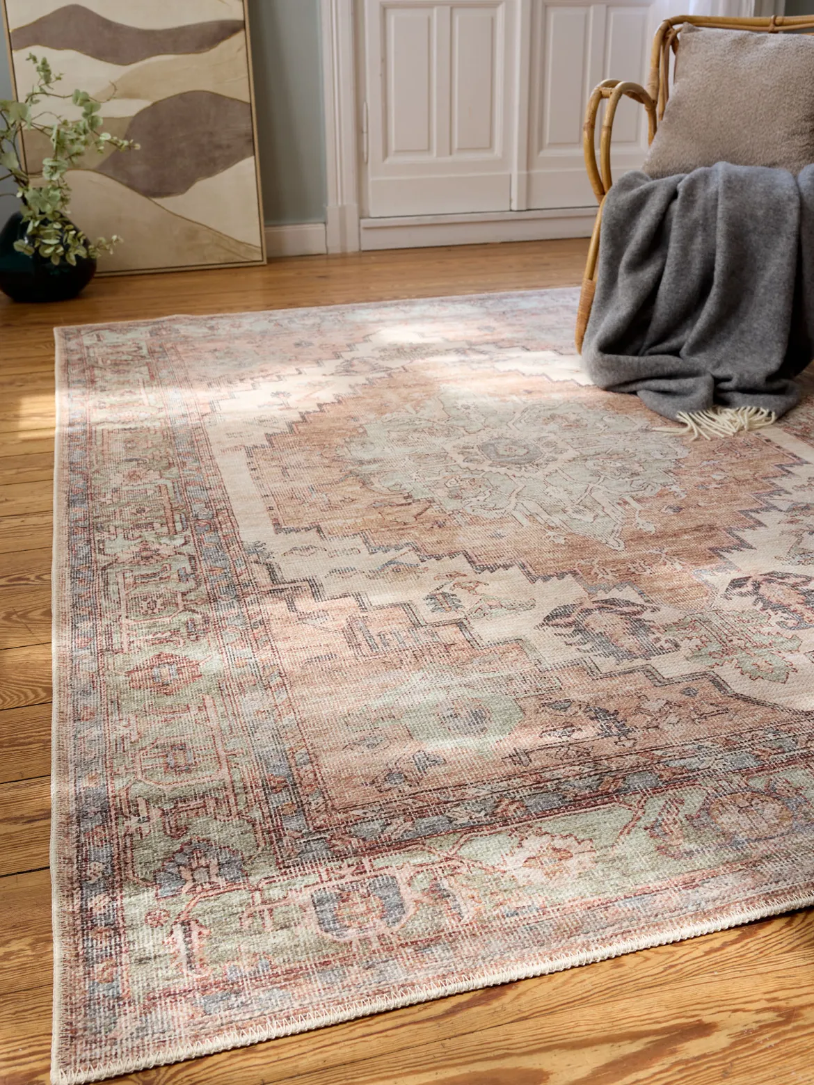 Malian Vintage-Teppich, Grün/Taupe