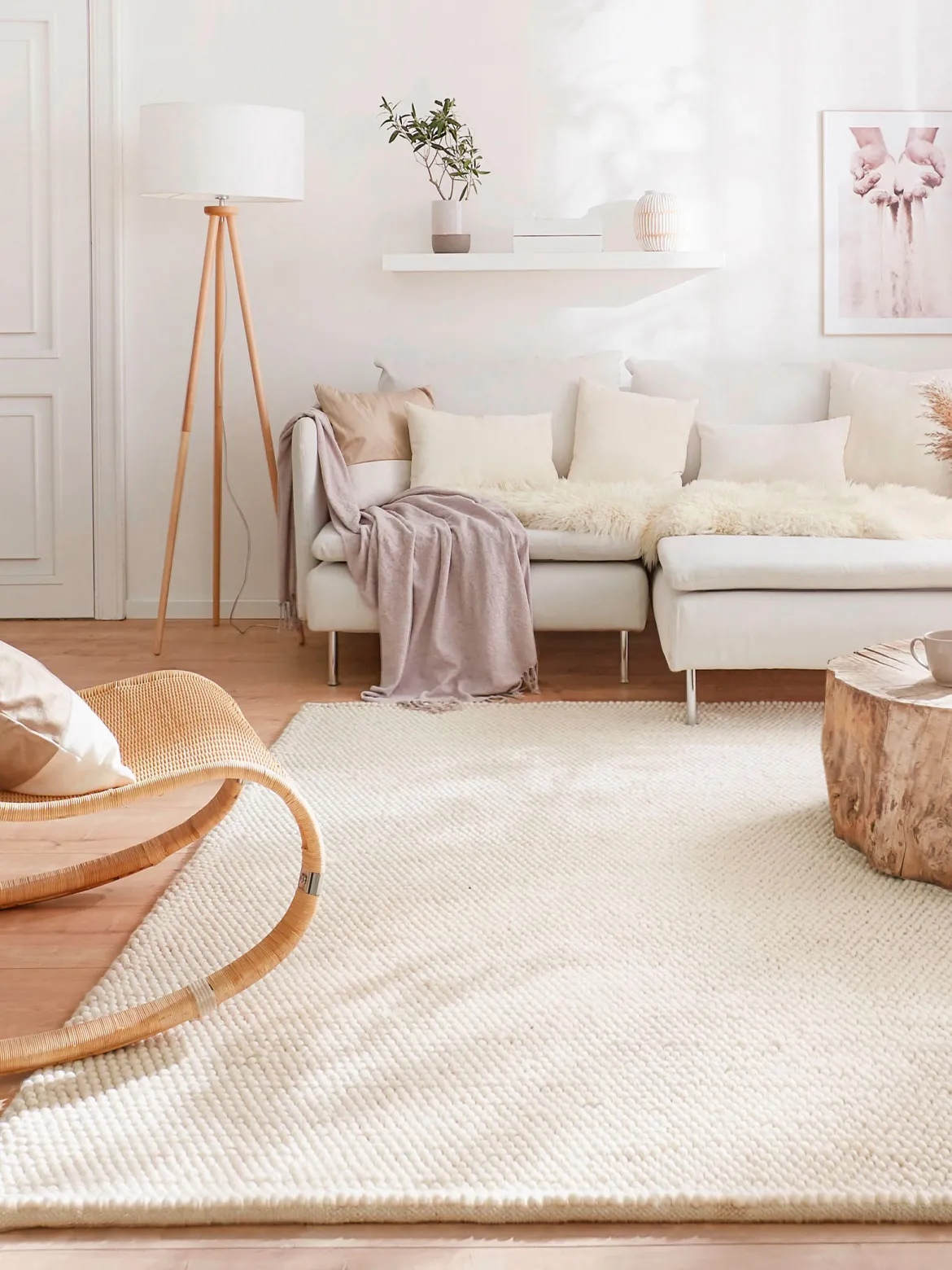Malmby Woll-Teppich, Vanity White