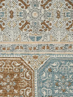 Mamaras Vintage-Teppich, Blau/Gold/Silber