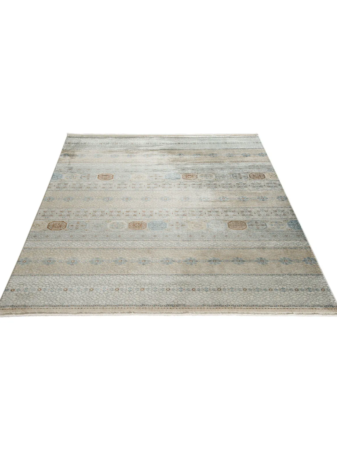 Mamaras Vintage-Teppich, Blau/Gold/Silber