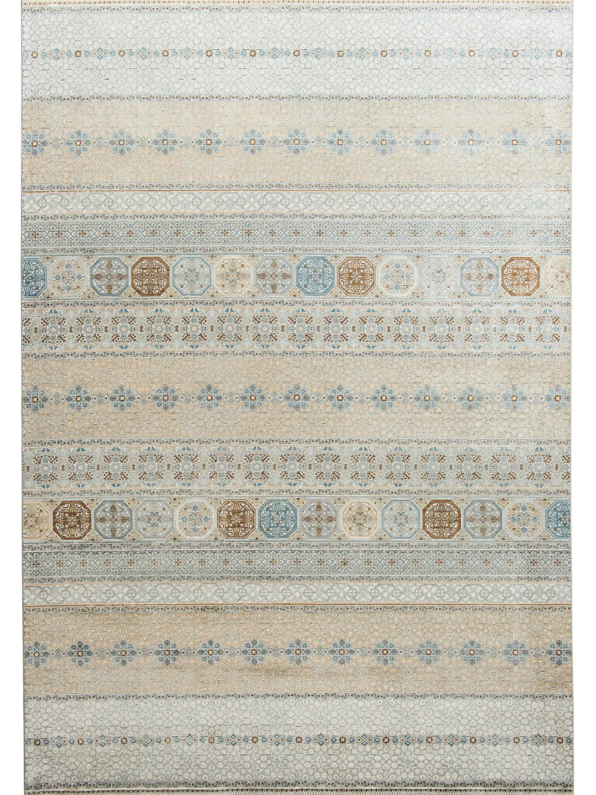 Mamaras Vintage-Teppich, Blau/Gold/Silber