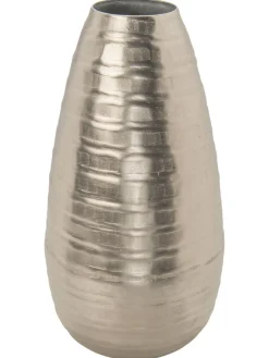 Matt Silver Linear Deko-Vase, Silber