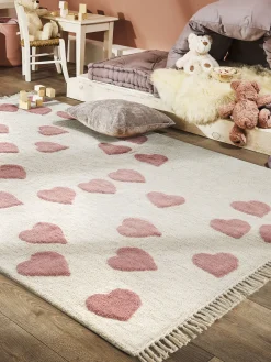 Mälliby Kinder-Teppich, Weiss/Pink