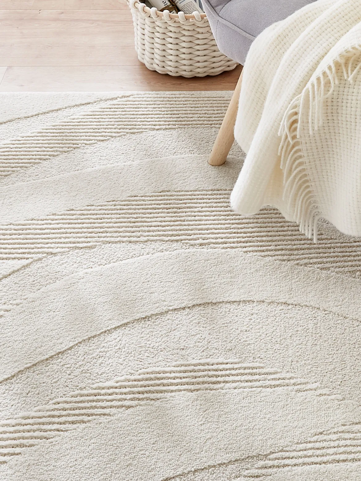 Onde Moderner Teppich, Creme