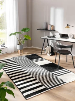 Raya Moderner Teppich, Black/White
