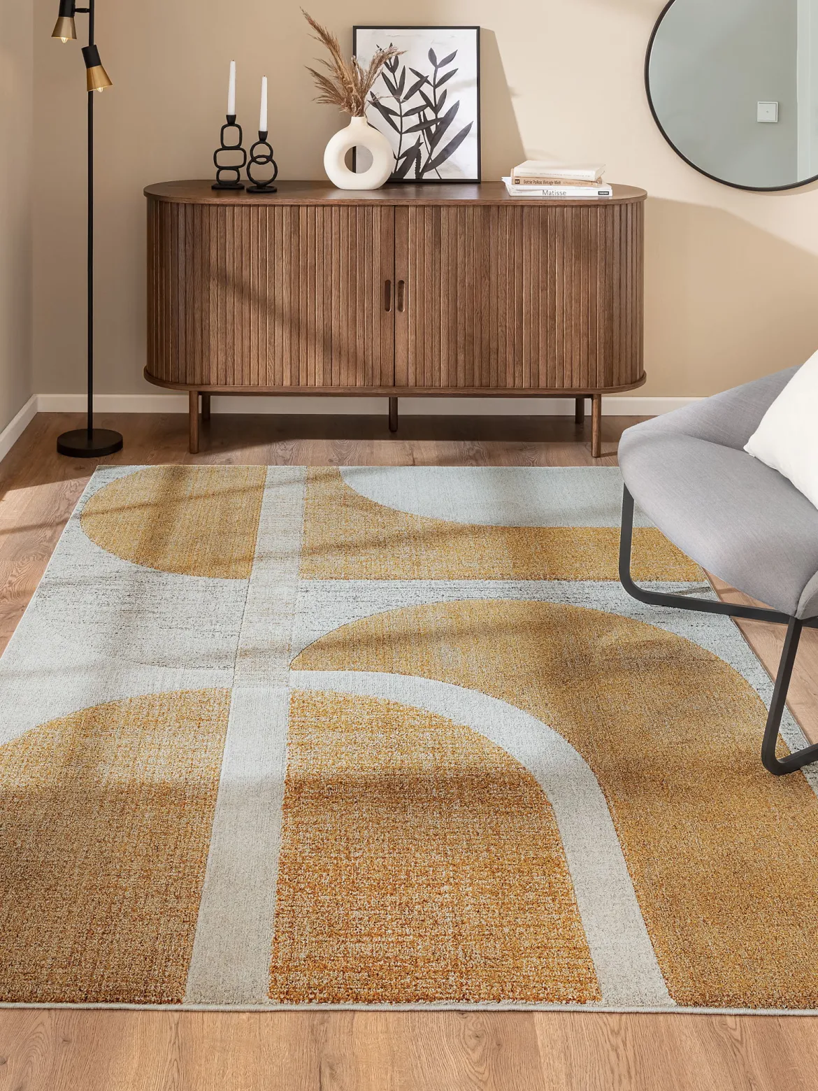 Rockledge Moderner Teppich, Gold-Grau