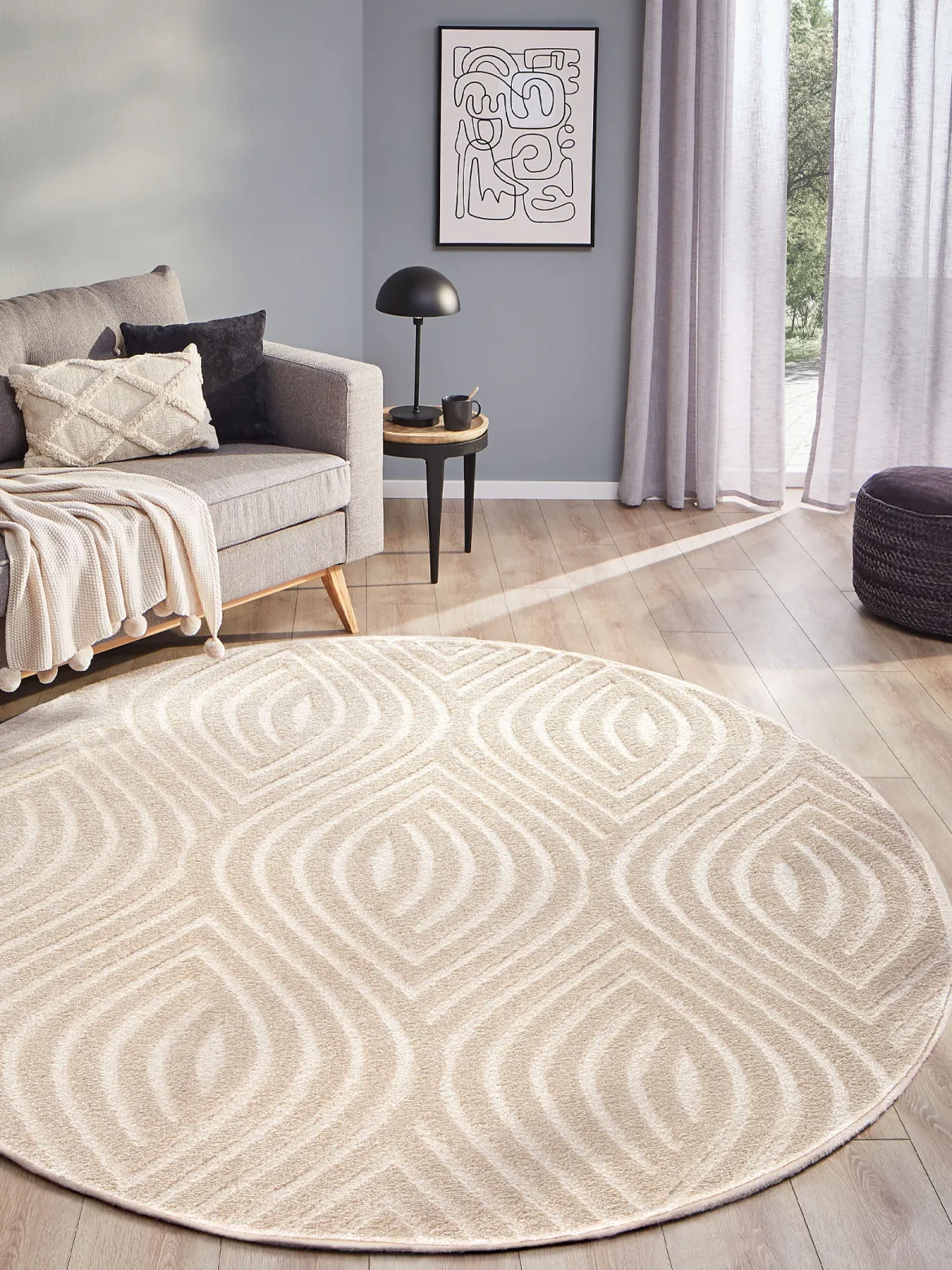 Rombo Moderner Teppich, Creme