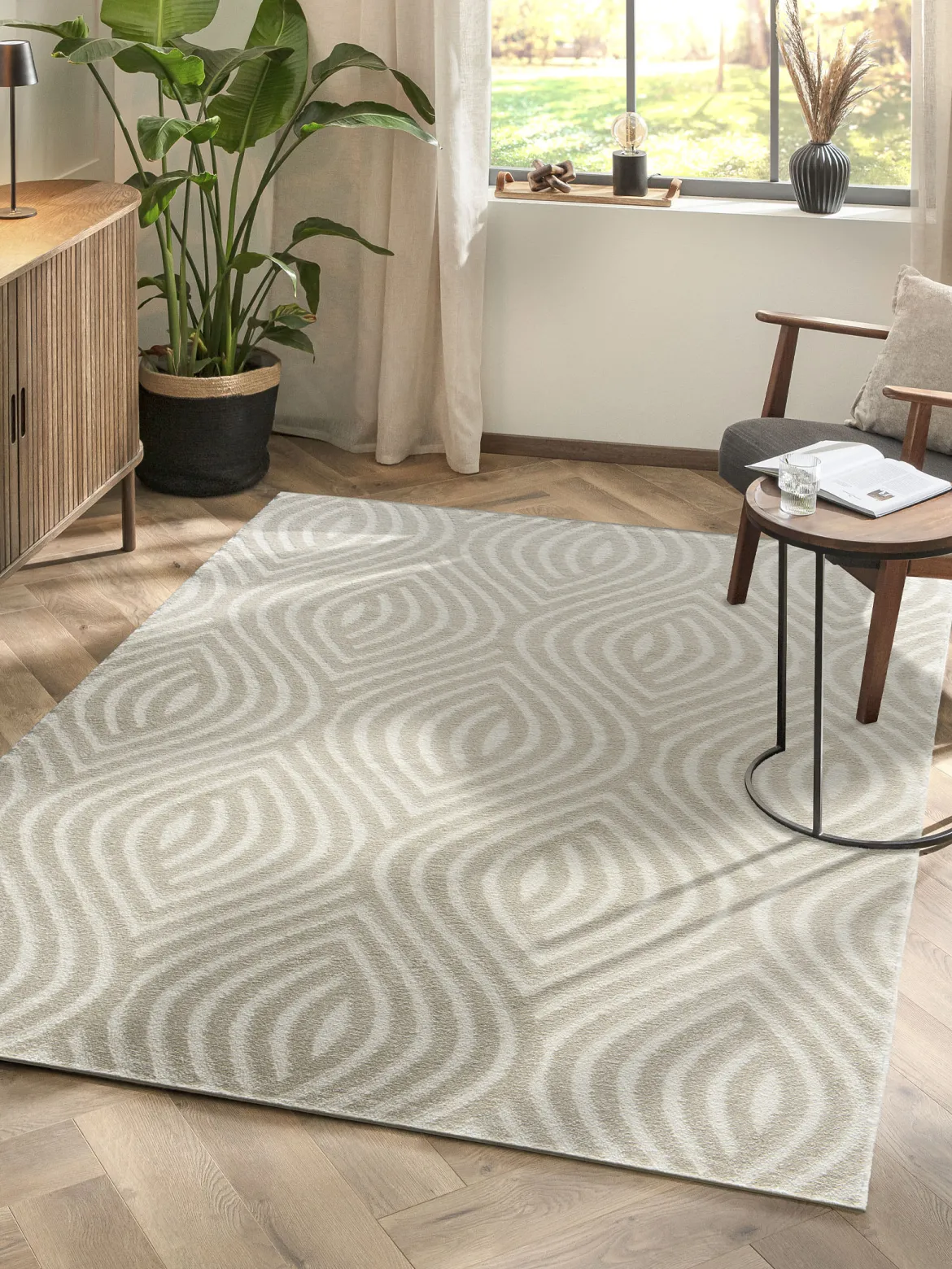 Rombo Moderner Teppich, Creme