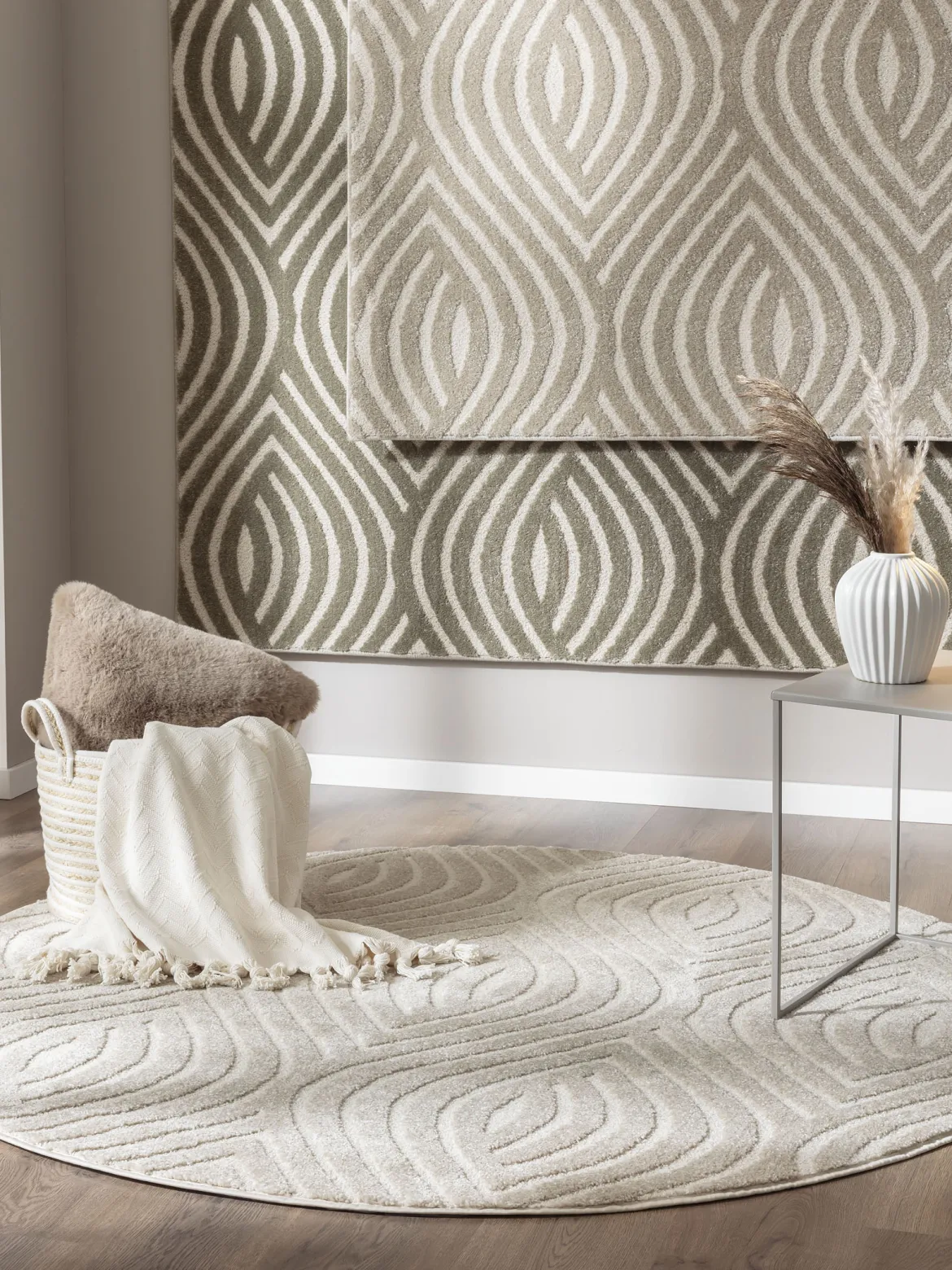 Rombo Moderner Teppich, Offwhite