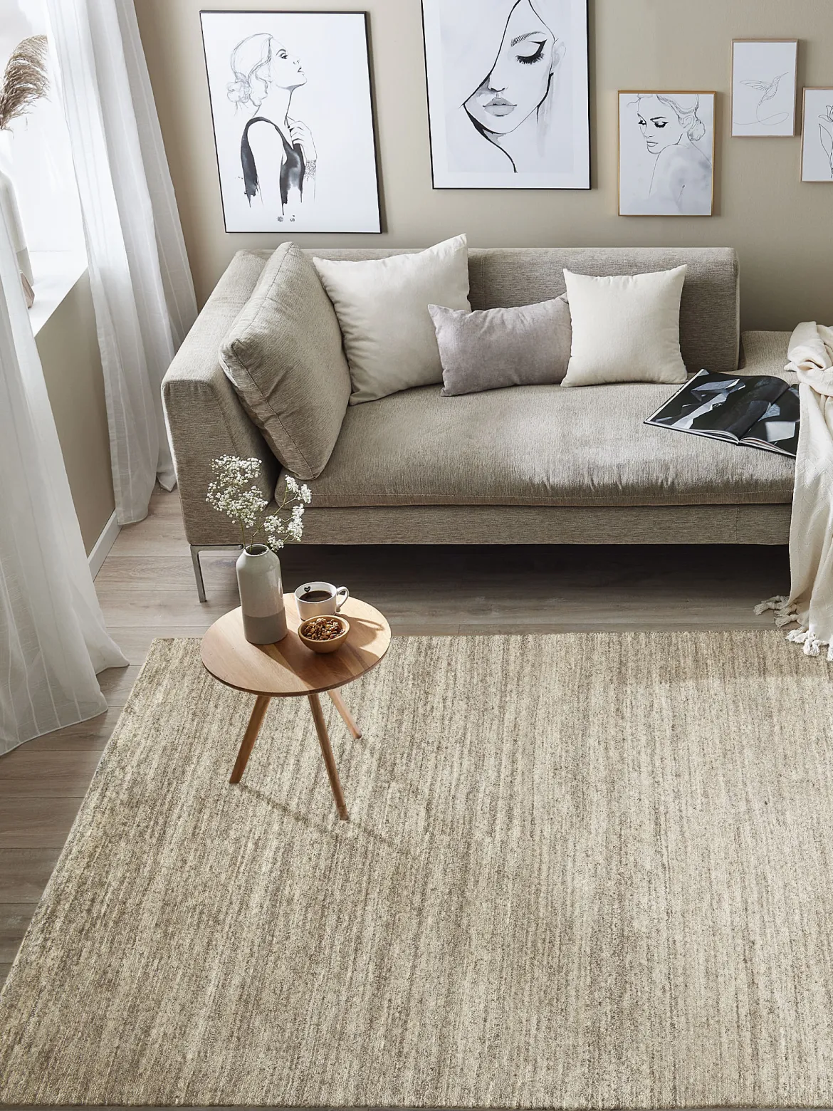 Samnapur Woll-Teppich, Stone Grey