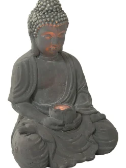 Sitzender Buddha Figur, Hellgrau