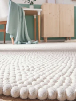 Smedby Filzkugel-Teppich, White