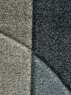 Stampino Moderner Teppich, Blau-Grau
