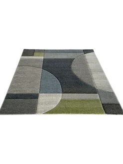 Stampino Moderner Teppich, Blau-Grau