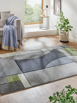 Stampino Moderner Teppich, Blau-Grau