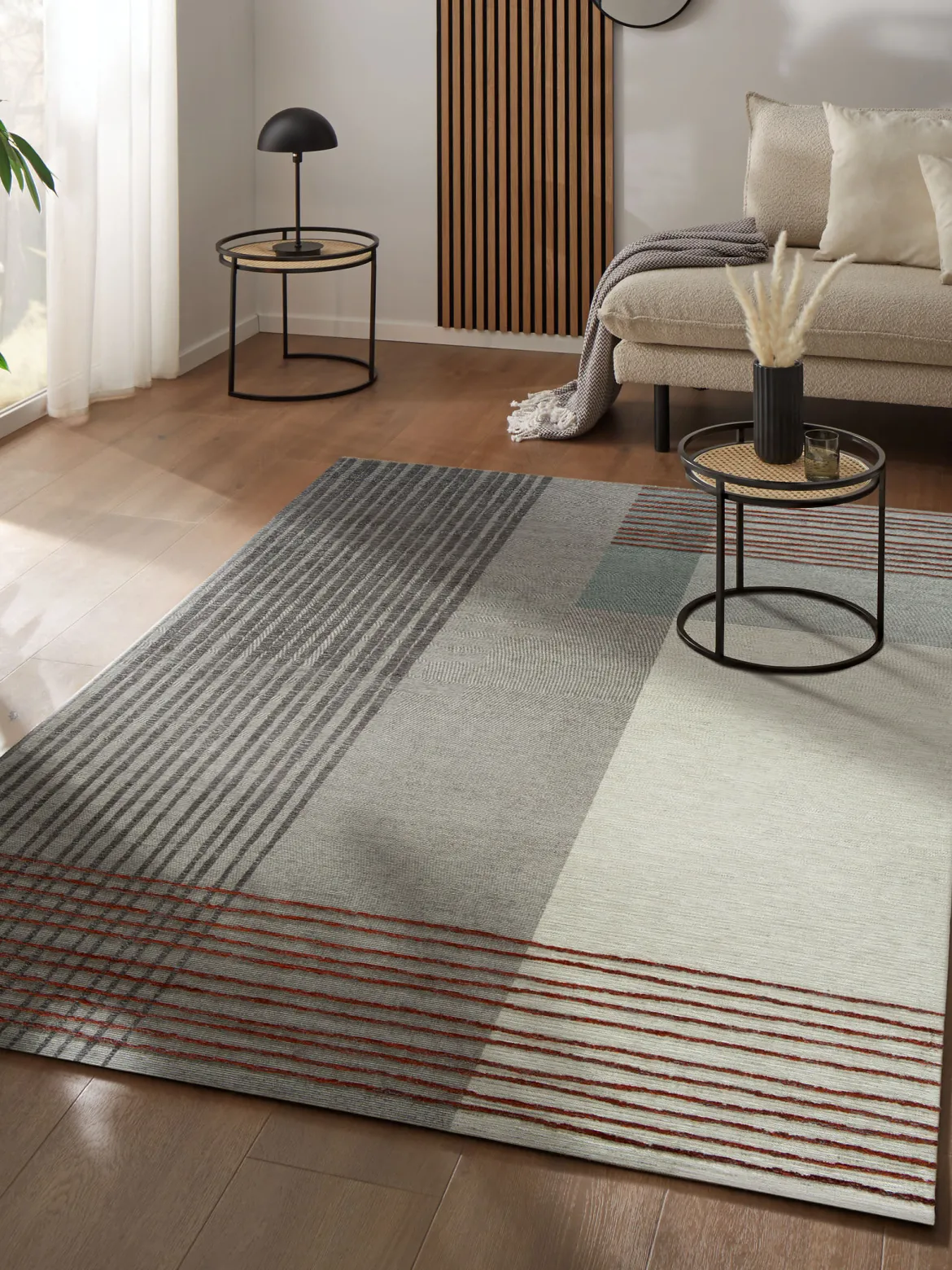Stribe Vintage-Teppich, Grey-Terra