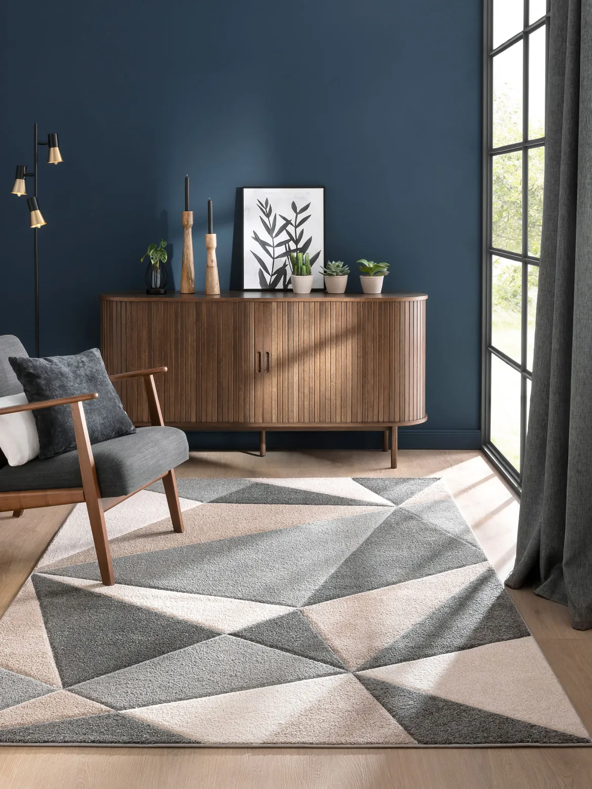Triogona Moderner Teppich, Grau/Beige