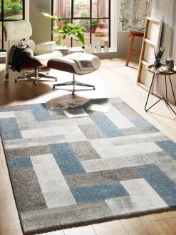 Urban Maze Moderner Teppich, Blue Avenue