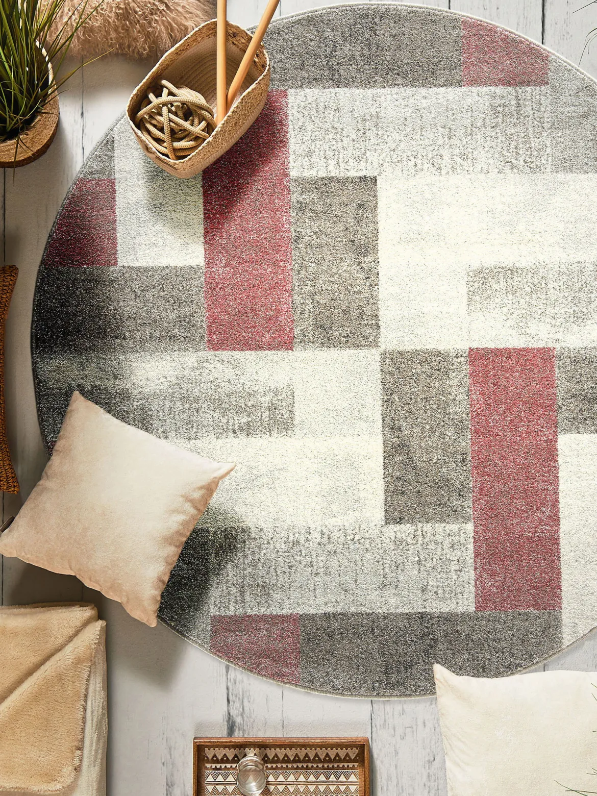 Urban Maze Moderner Teppich, Berry