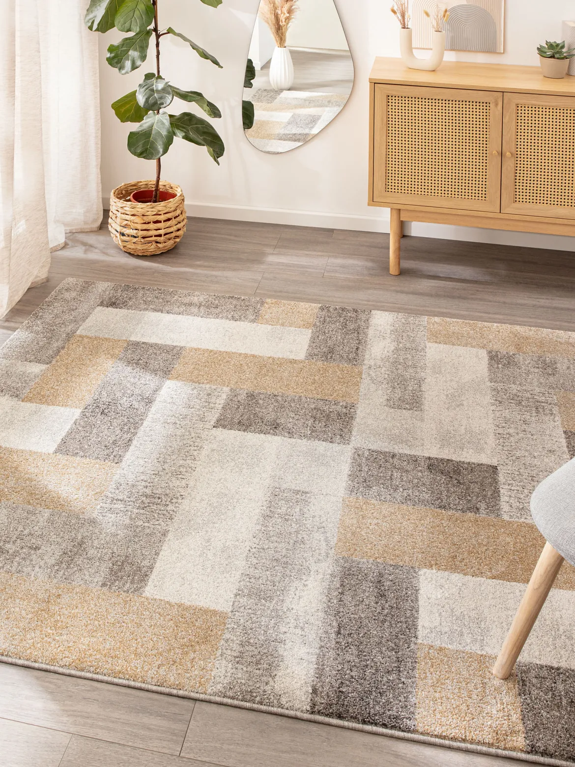 Urban Maze Moderner Teppich, Gold