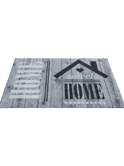 Vintage Wood Sauberlaufmatte, Home Sweet Grey